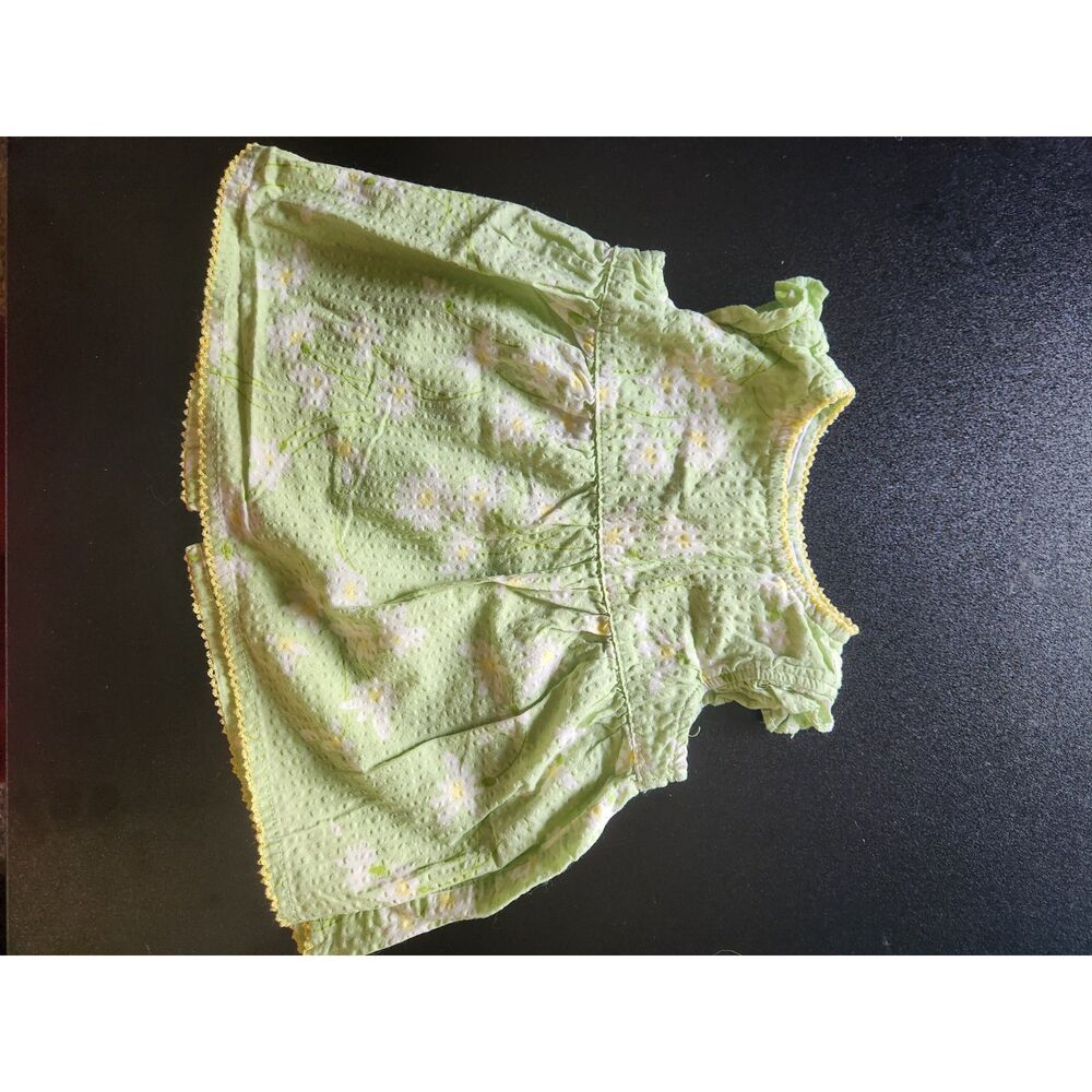 Genuine Baby OshKosh Baby Girl 3M Green Floral Ruffle Summer Dress